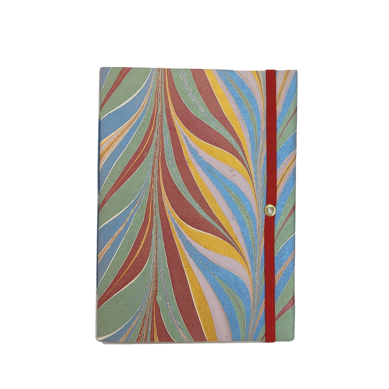 Vintage Handmade Journal Flap Notebook (1 PC x 18 Pages) 5x7 Inch Elastic Lock Organic & Cotton Papers Corporate Personal Gifts Multicolor [jefs-offcstnry-00003-m6]