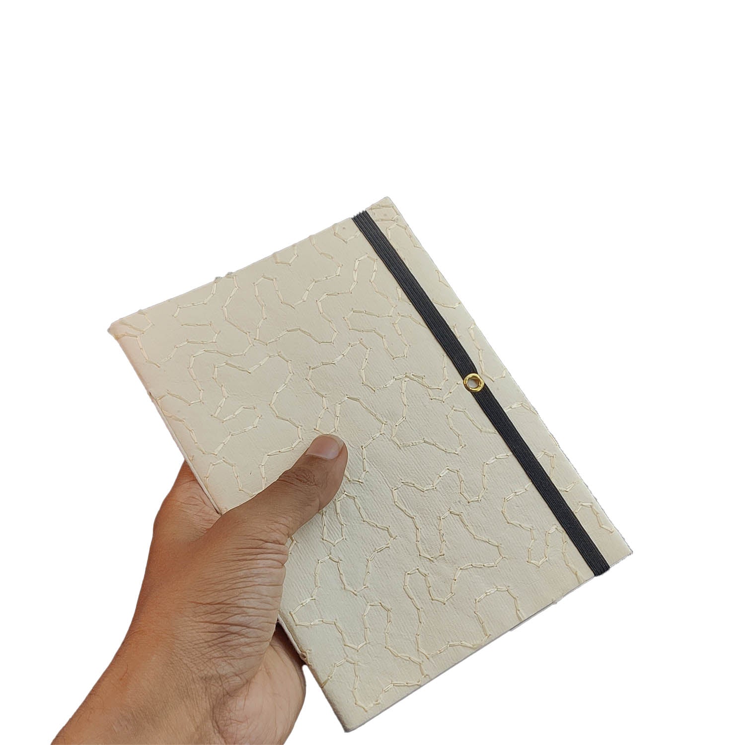 Vintage Handmade Journal Flap Notebook (1 PC x 18 Pages) 5x7 Inch Elastic Lock Organic & Cotton Papers Personal Corporate Gifts Multicolor [jefs-offcstnry-00003-m8]