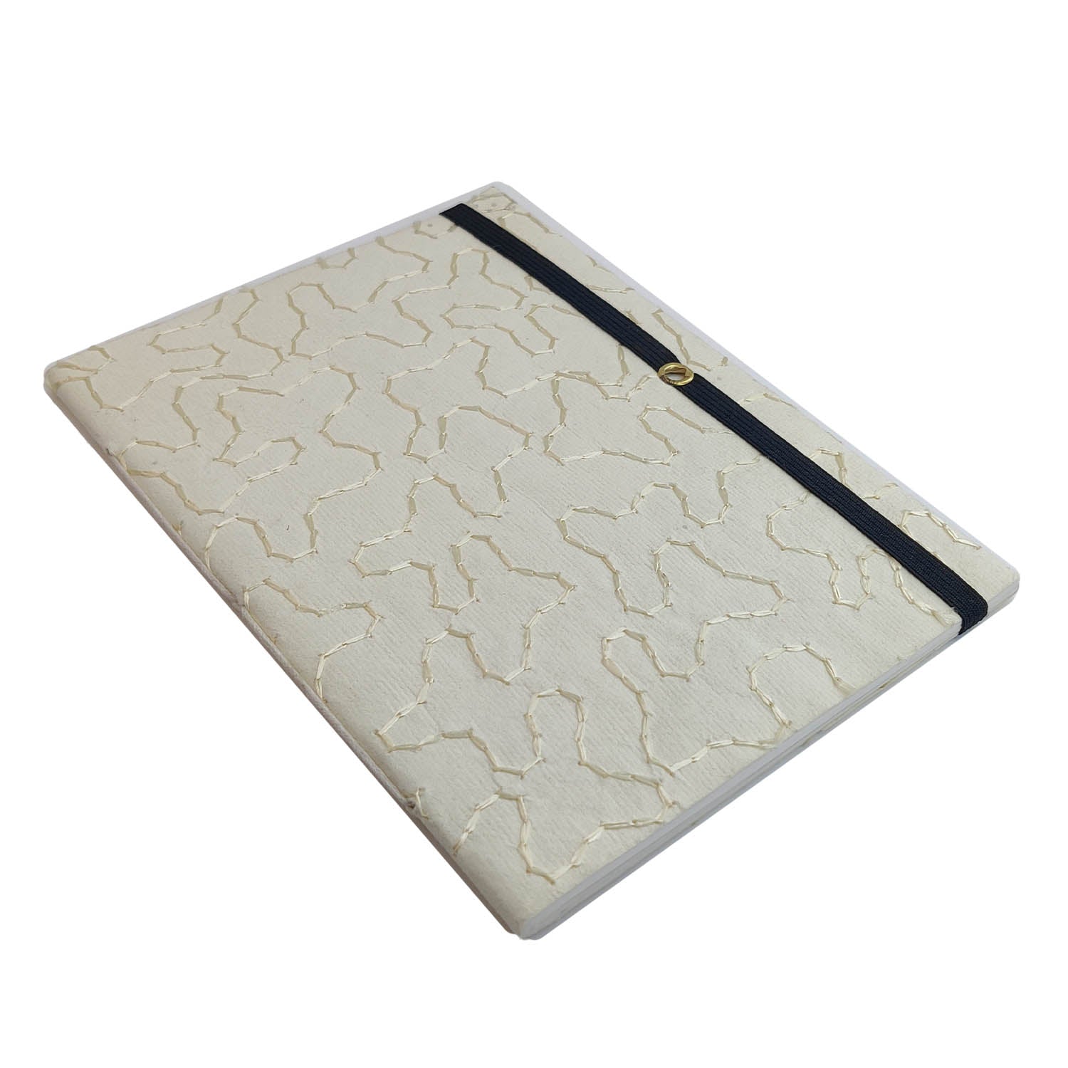 Vintage Handmade Journal Flap Notebook (1 PC x 18 Pages) 5x7 Inch Elastic Lock Organic & Cotton Papers Personal Corporate Gifts Multicolor [jefs-offcstnry-00003-m8]
