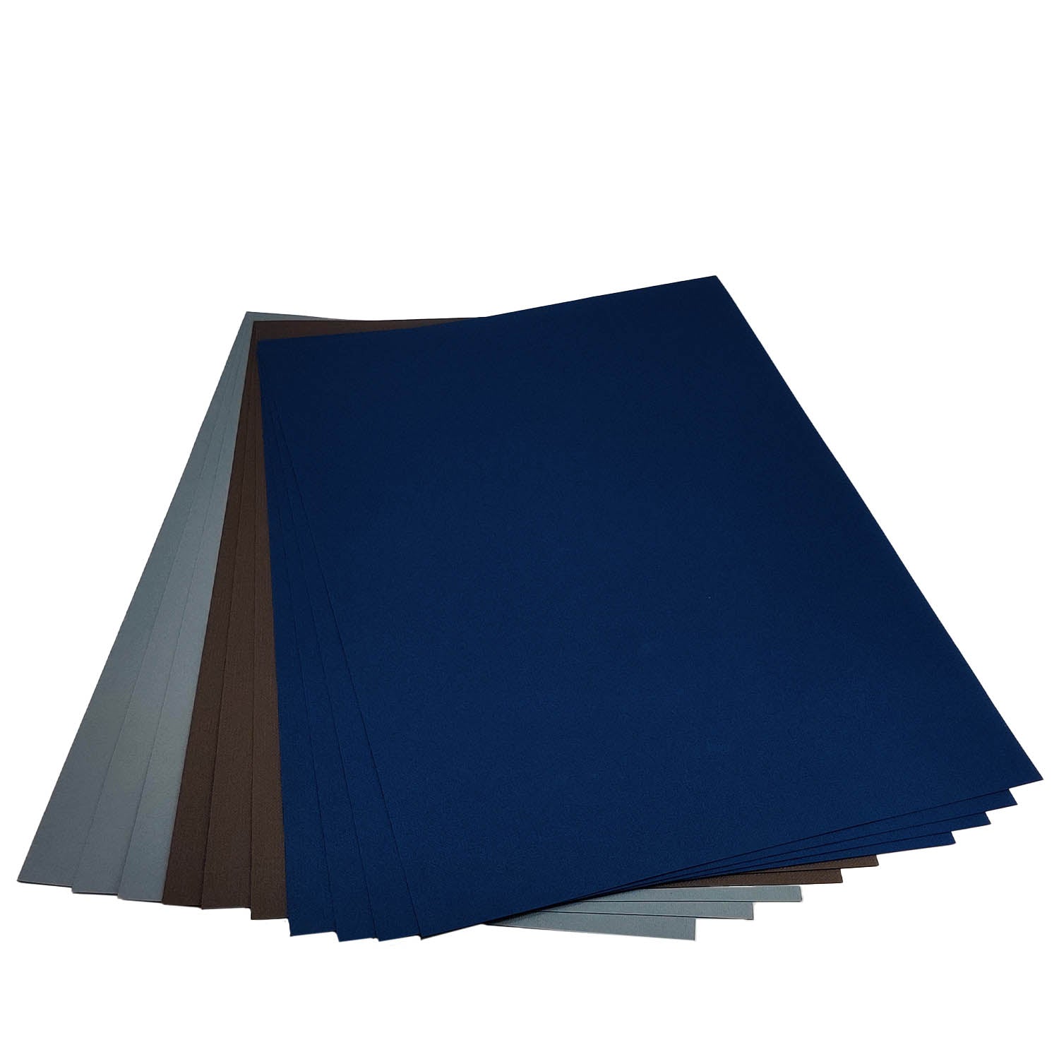 Classy Cover Case Binding Textured Papers (10 Sheets, Grey Coffee Cobalt, 120 GSM, A4 Size) For Art & Crafts Invitation Boxes Luxury Packaging