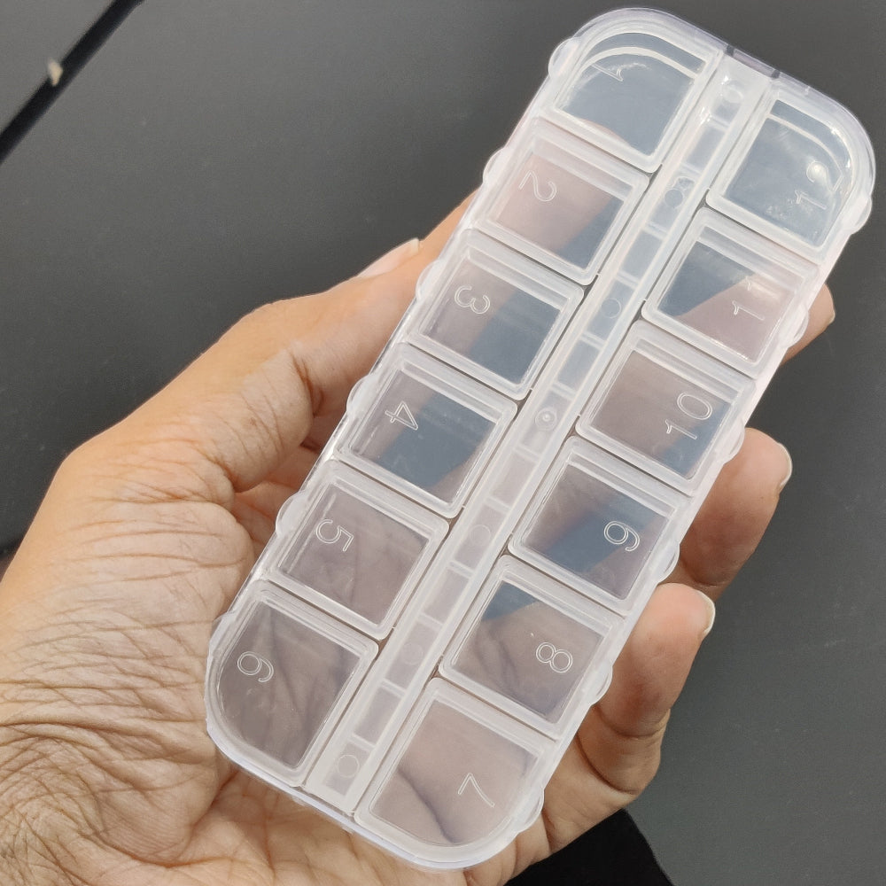 Miniature 12-Partition Plastic Box (1 Piece) For Pills Nail Art Multipurpose Packing & Storage (#OT1)