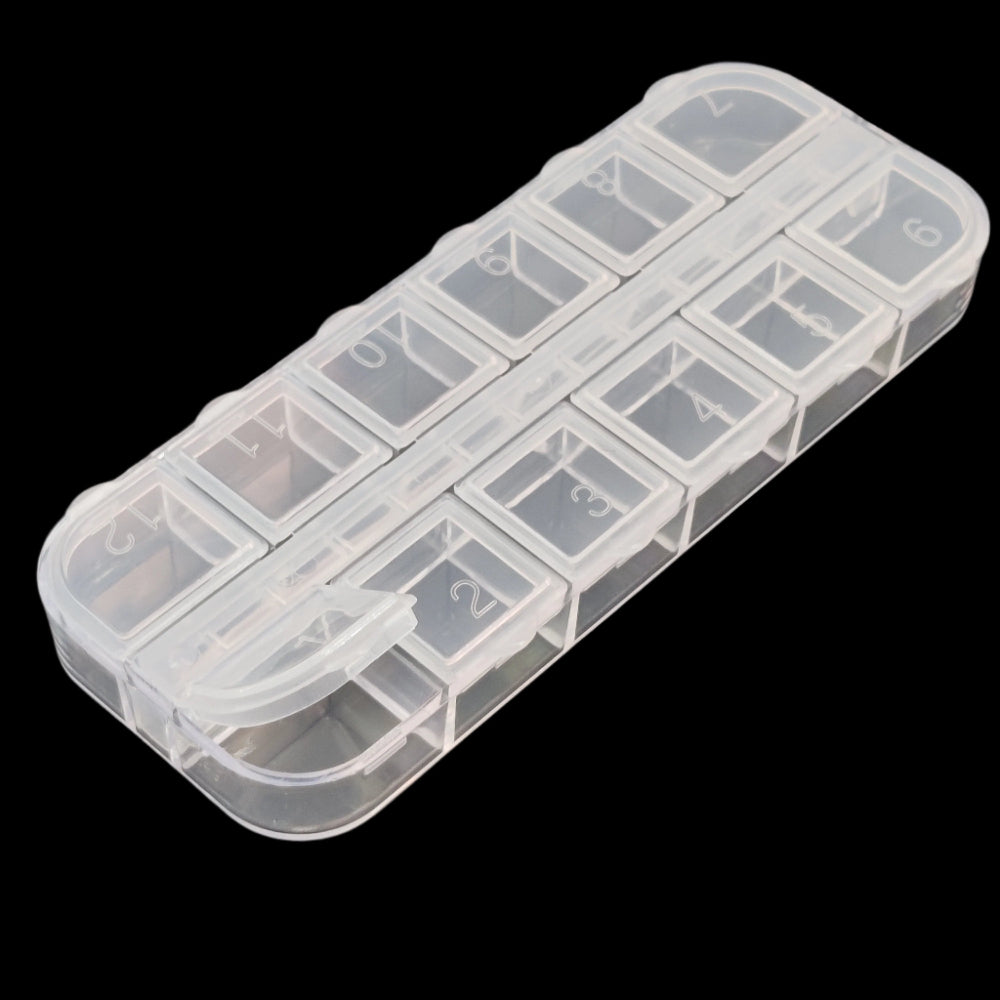 Miniature 12-Partition Plastic Box (1 Piece) For Pills Nail Art Multipurpose Packing & Storage (#OT1)
