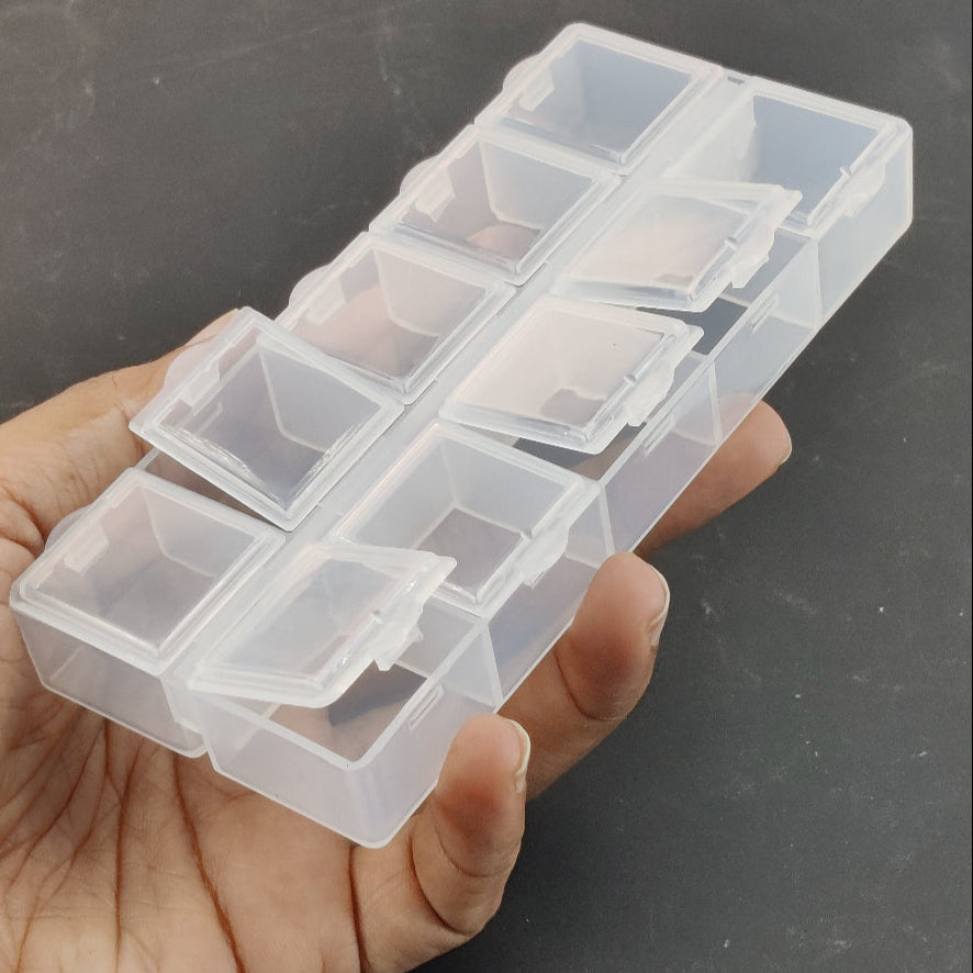 Miniature 10-Partition Plastic Box (1 Piece) For Pills Nail Art Multipurpose Packing & Storage (#OT3)