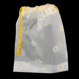 Frosted Gift Packing Potlis 6x8 Inch (10 PCs) Plastic Drawstring Pouches Flower Printed Transparent