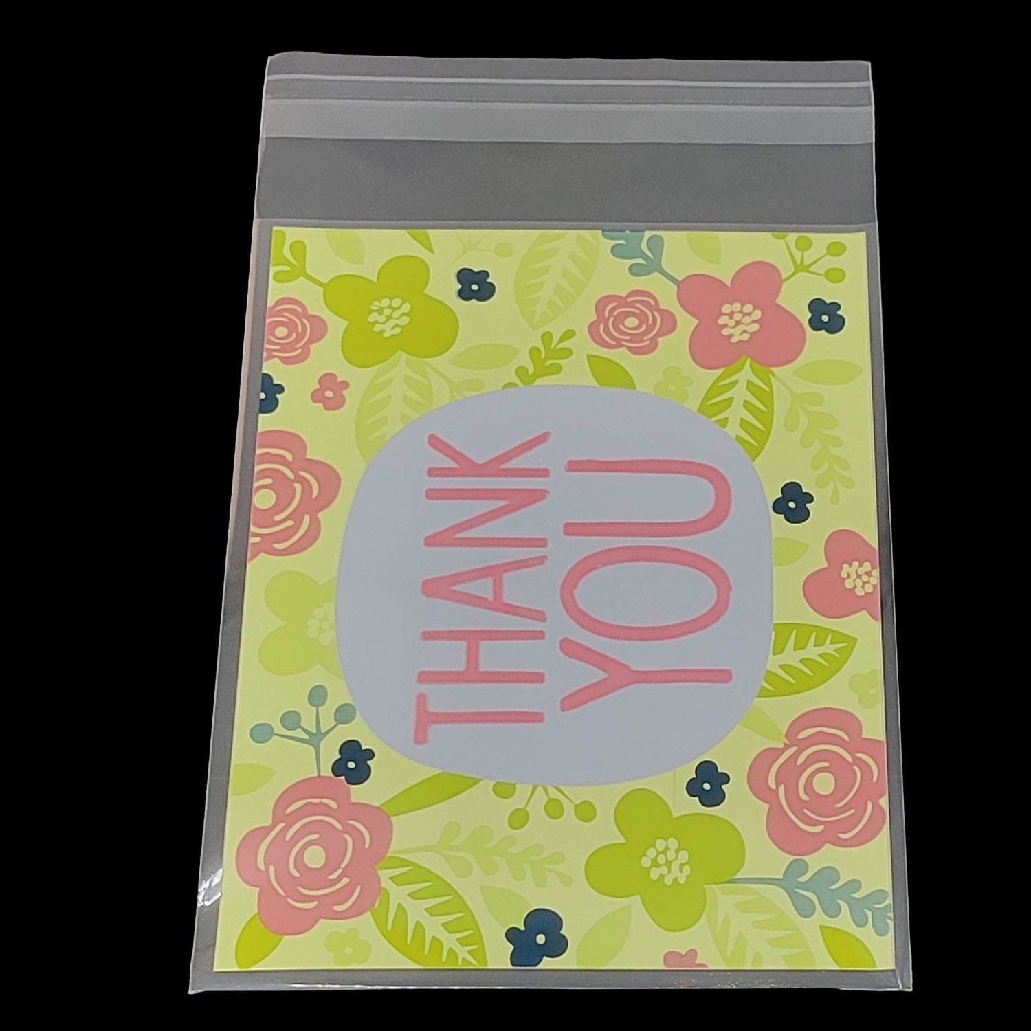 Self Adhesive BOPP Covers 16x10 CM With 12.5x9.3 CM Inside (1 Pack, 95-100 PCs) Thank You Printed Pouches For Cookie Chocolates Jewellery Gifts