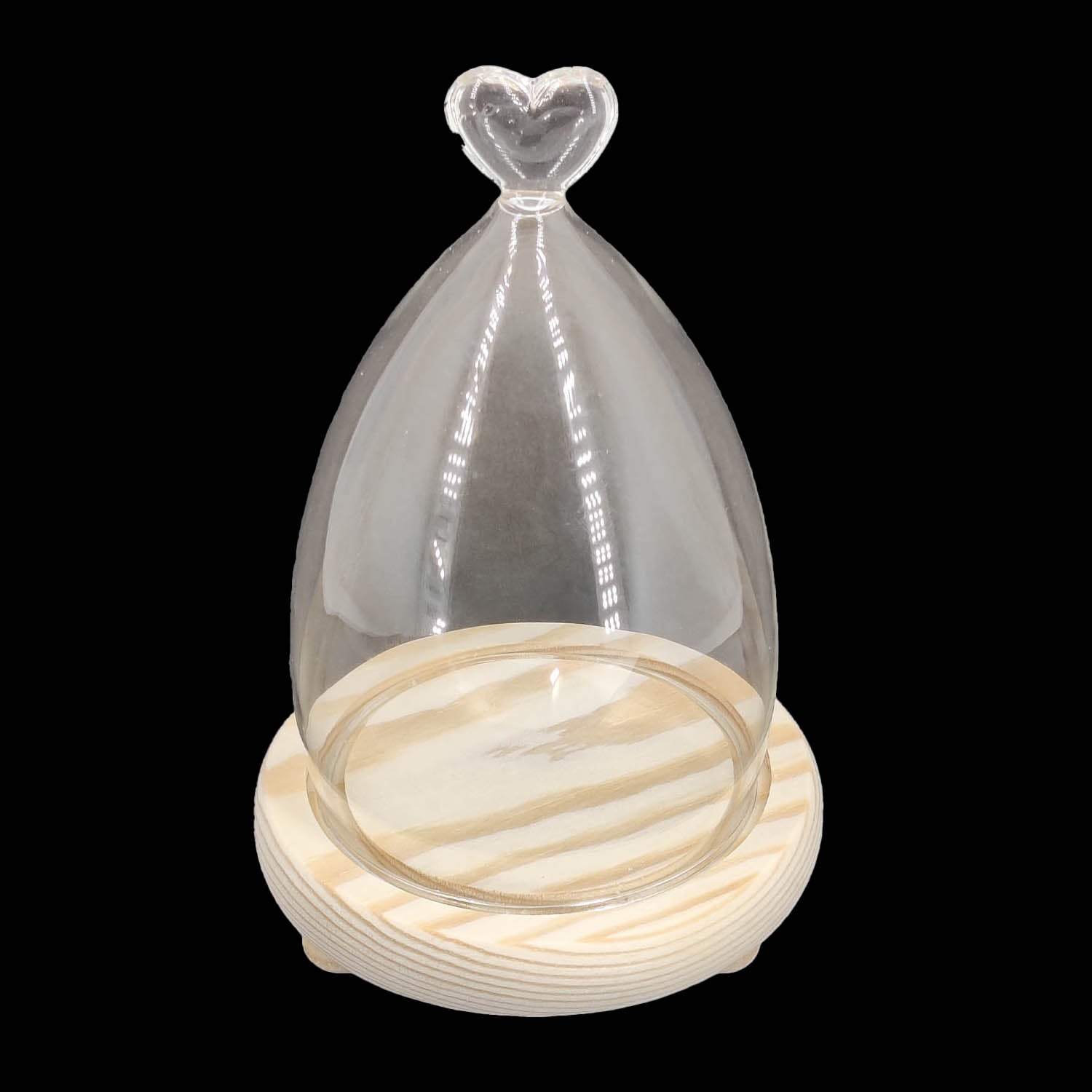 Glass Dome Cloche Cover Containers (1 Piece) 3.5x6 Inch Bottles Decoration Bell Jars With Wooden Heart Lid Base Food Storage Terrarium Plants [jefs-pack-boxnsupp-00120-m1]