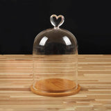 Glass Dome Cloche Cover Containers (1 Piece) 3.5x5.5 Inch Bottles Decoration Bell Jars With Wooden Heart Lid Base Food Storage Terrarium Plants [jefs-pack-boxnsupp-00120-m2]