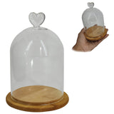 Glass Dome Cloche Cover Containers (1 Piece) 3.5x5.5 Inch Bottles Decoration Bell Jars With Wooden Heart Lid Base Food Storage Terrarium Plants [jefs-pack-boxnsupp-00120-m2]