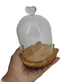 Glass Dome Cloche Cover Containers (1 Piece) 3.5x5.5 Inch Bottles Decoration Bell Jars With Wooden Heart Lid Base Food Storage Terrarium Plants [jefs-pack-boxnsupp-00120-m2]