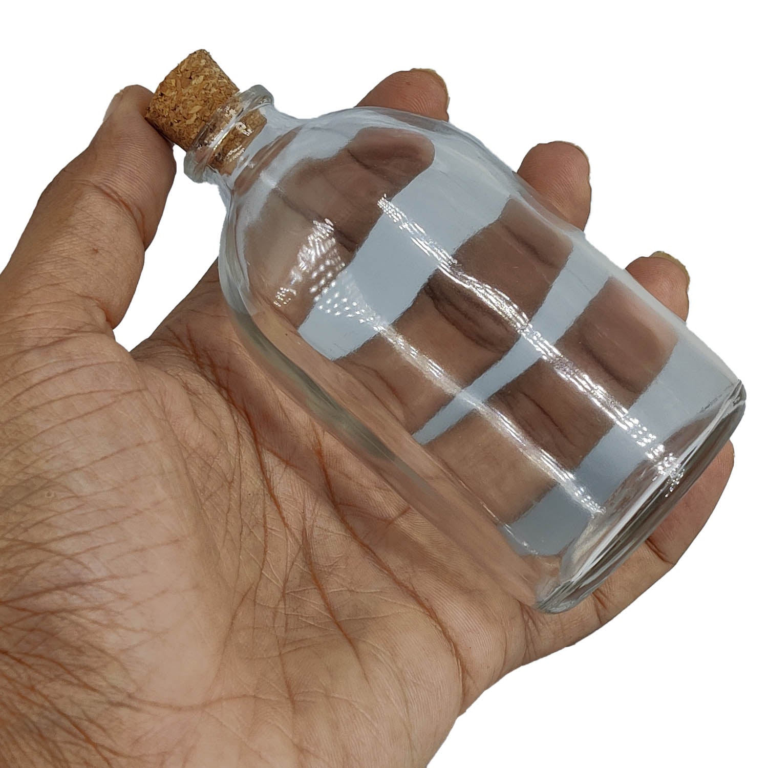 Glass Dome Cloche Cover Containers 100 ML 10x4.5 CM (3 Pieces) Bottles Vials Jars With Cork Lid For Gifts Decoration Crafts Storage [jefs-pack-boxnsupp-00122-m19]