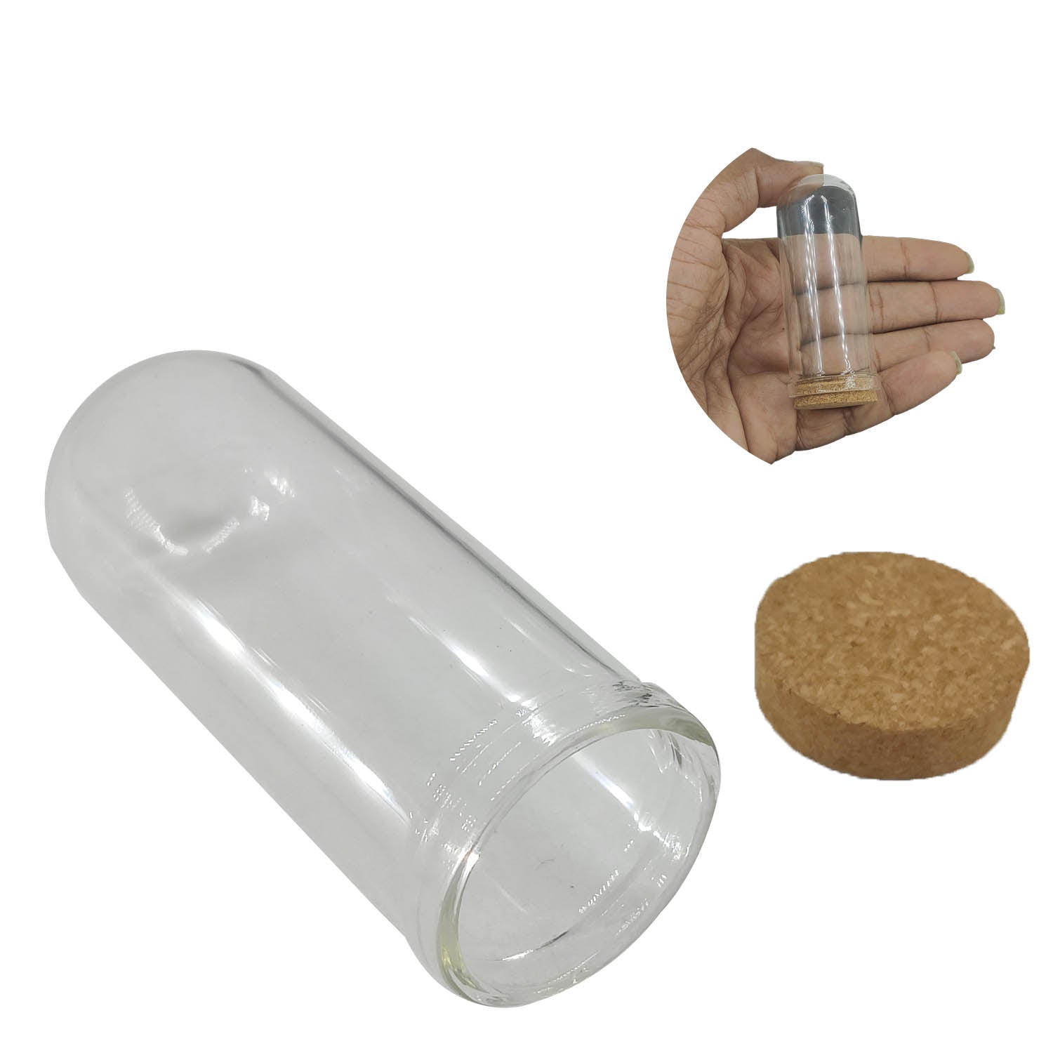 Glass Dome Cloche Cover Containers 7x2.7 CM (5 Pieces) Bottles Bell Jars With Cork Lid For Gifts Decoration Plants Crafts