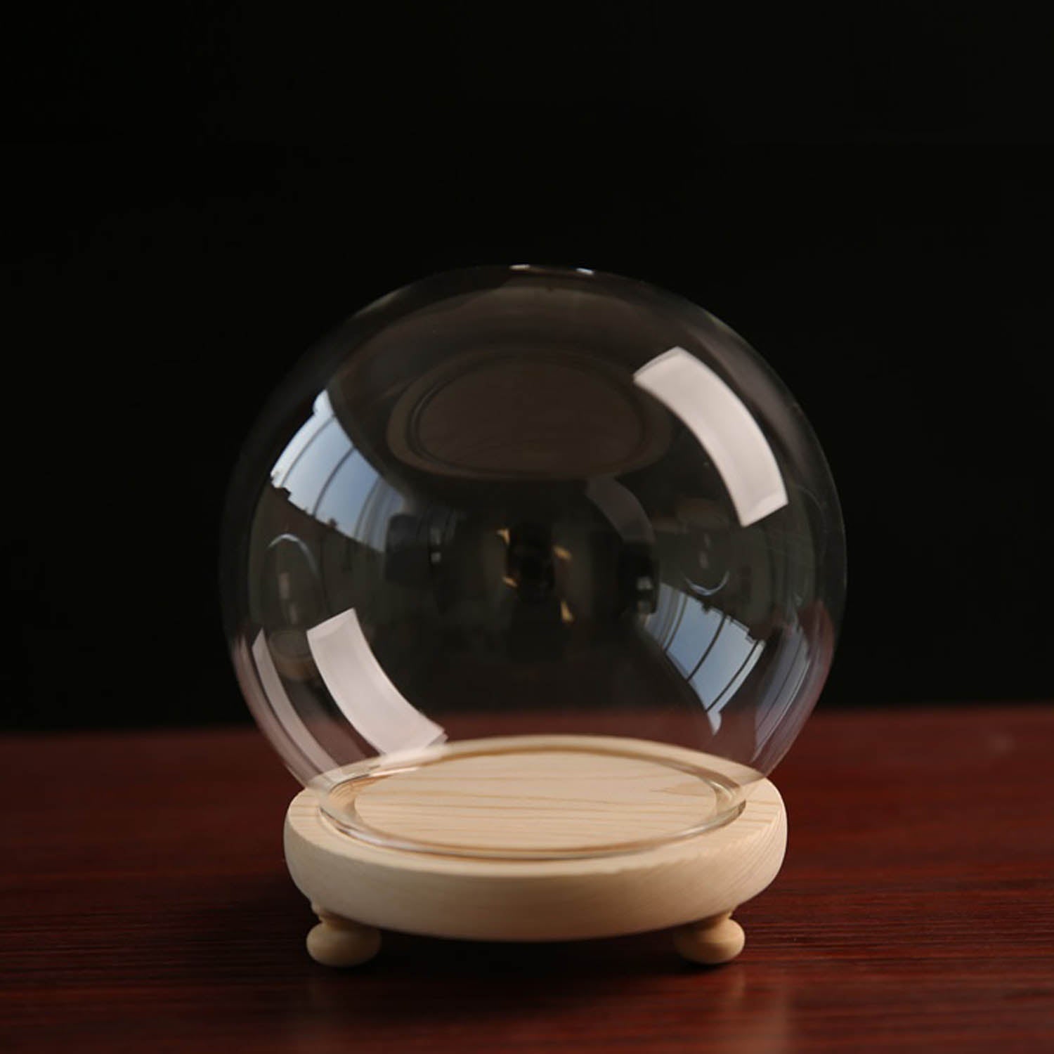 Glass Dome Cloche Cover Containers 6 Inch / 15 CM (1 Piece) Jars With Wooden Base Lid For Gifts Decoration Crafts Storage Bakery Food Display [jefs-pack-boxnsupp-00122-m20]