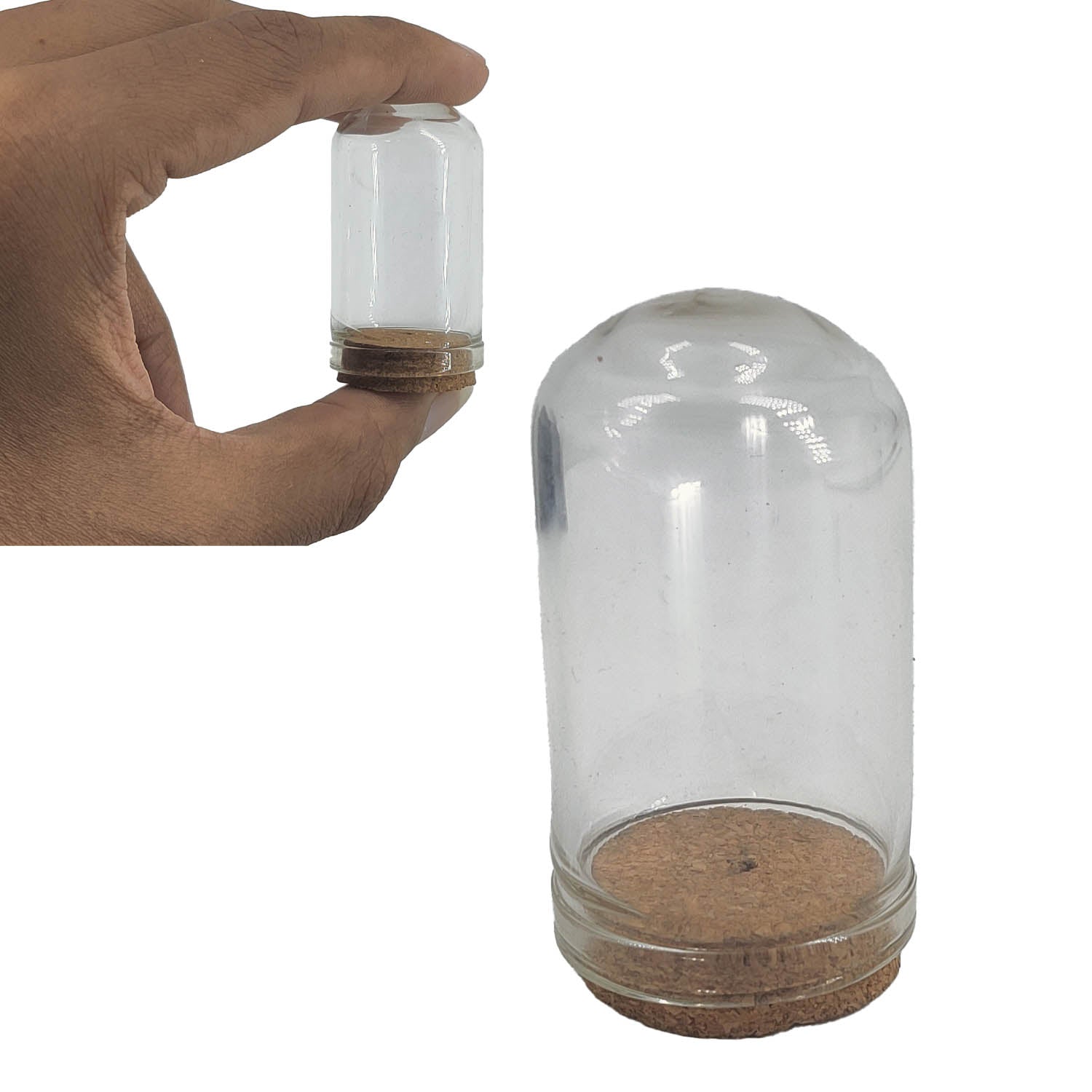 Glass Dome Cloche Cover Containers 4.4x2.5 CM (5 Pieces) Bottles Bell Jars With Cork Lid For Gifts Decoration Plants Crafts [jefs-pack-boxnsupp-00122-m3]