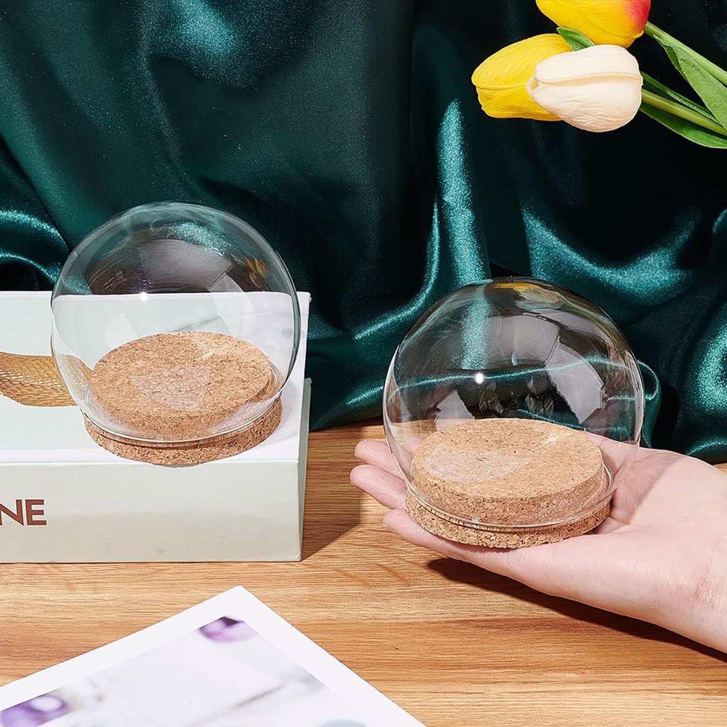 Glass Dome Cloche Cover Containers 10 CM (1 Piece) Bottles Bell Jars With Cork Lid For Gifts Decoration Plants Crafts