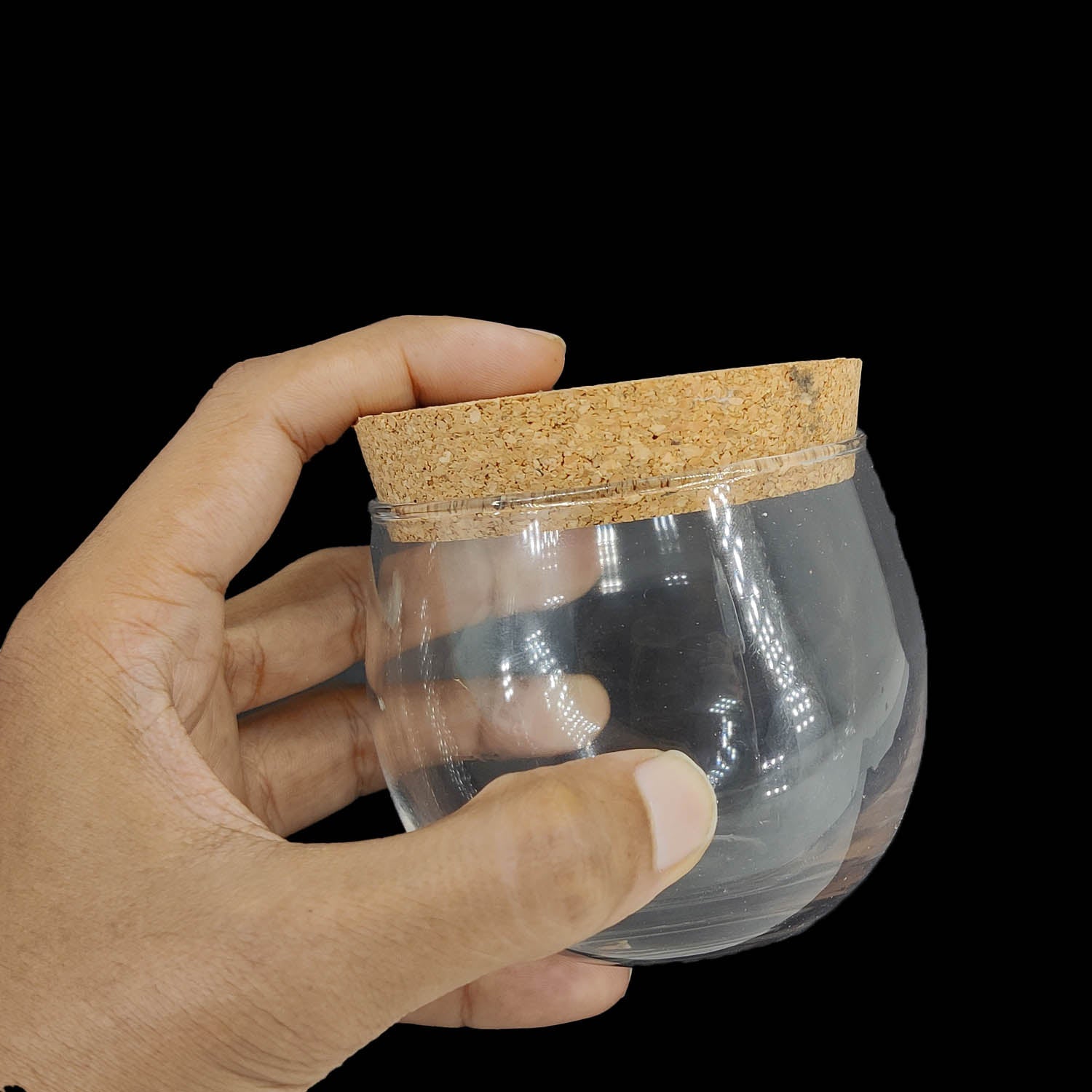 Glass Dome Cloche Jars Containers 200 ML Capacity (1 Piece) 3.75 Inch Bottles Bell Jars With Cork Lid For Storage Gifts Decoration Plants [jefs-pack-boxnsupp-00122-m7]