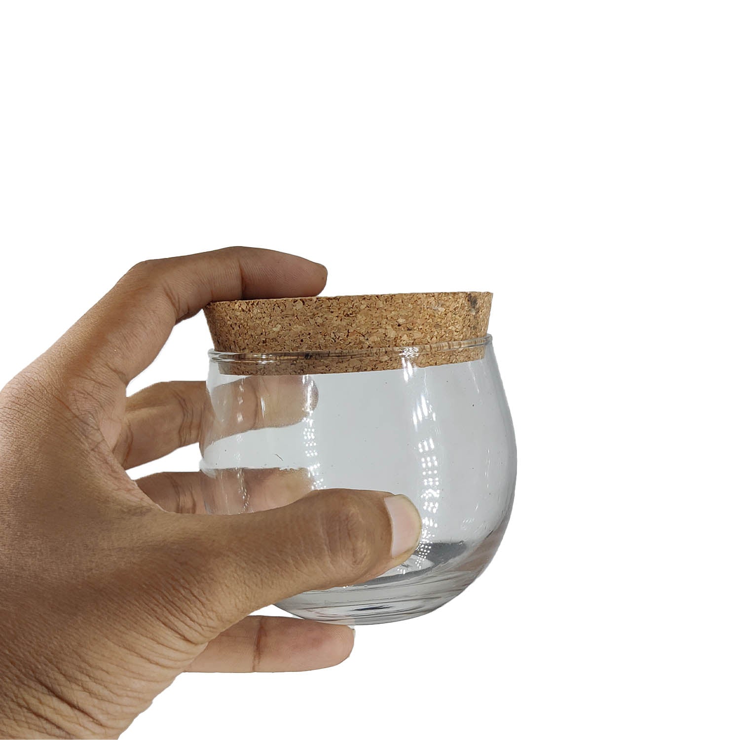 Glass Dome Cloche Jars Containers 200 ML Capacity (1 Piece) 3.75 Inch Bottles Bell Jars With Cork Lid For Storage Gifts Decoration Plants [jefs-pack-boxnsupp-00122-m7]