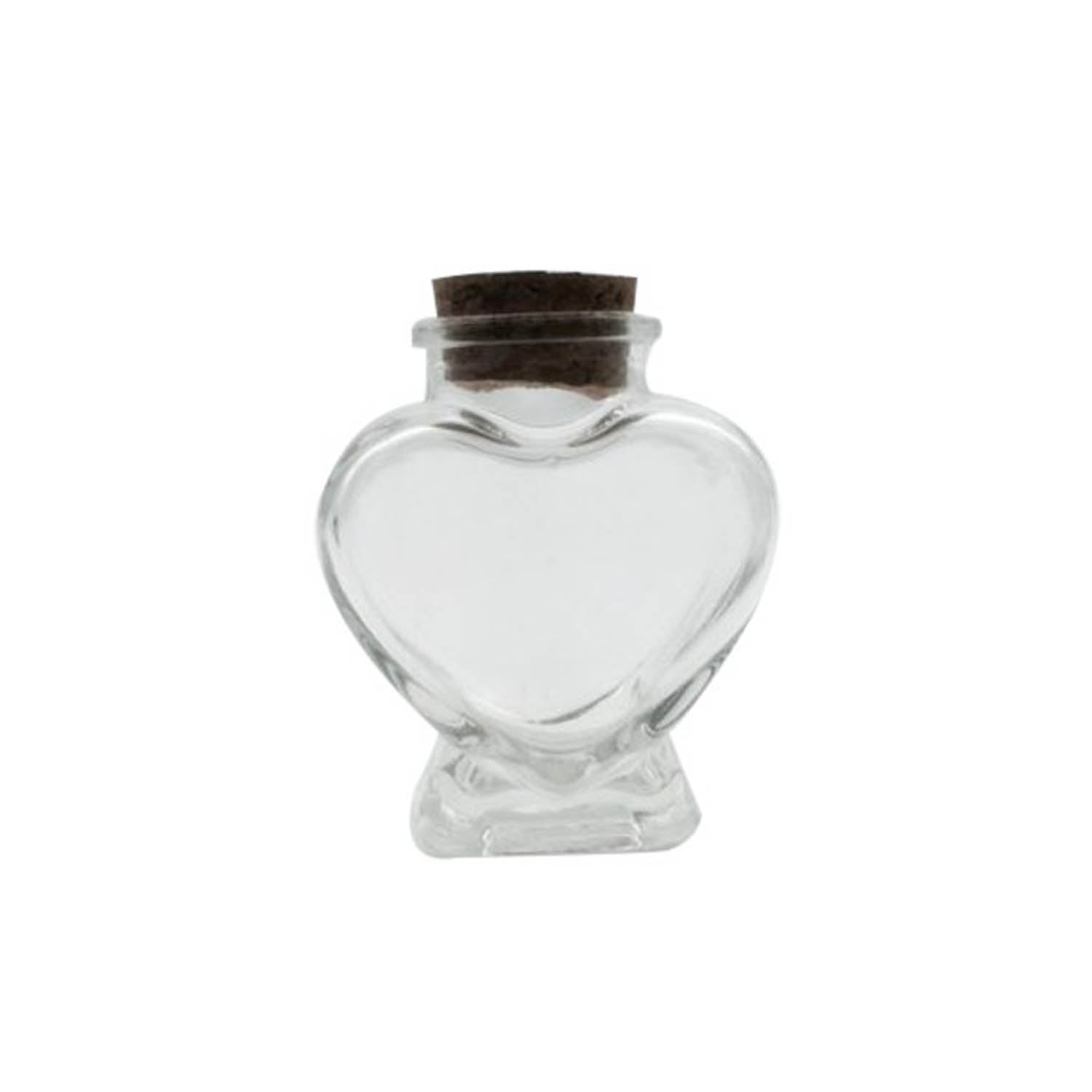 Heart Shape Glass Bottles 6x7.5 CM (1 Piece) Capacity 80 ML With Cork Lid Stoppers For Crafts Decoration Storage Gifts Transparent Jar Container