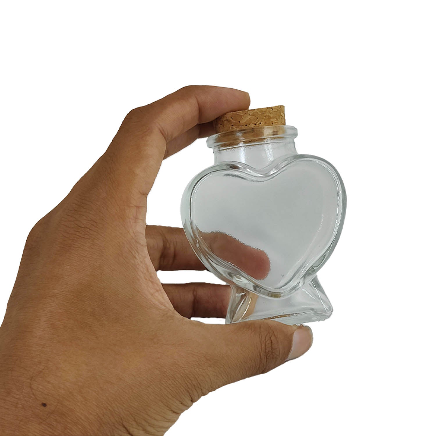 Heart Shape Glass Bottles 6x7.5 CM (1 Piece) Capacity 80 ML With Cork Lid Stoppers For Crafts Decoration Storage Gifts Transparent Jar Container