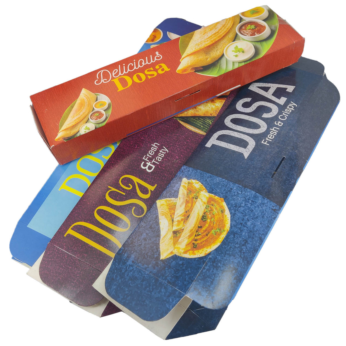Dosa Packing Paper Box (Pack of 100) 13.5x3.5x1.5 Inch Random Design & Color