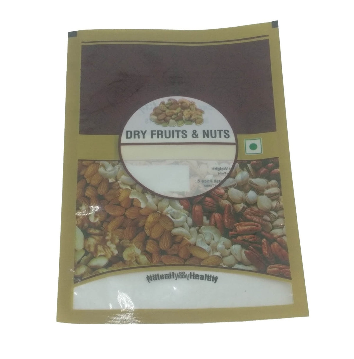 Heat Sealable Nuts Dry Fruits Packing Plastic Pouches Brown Packaging Covers