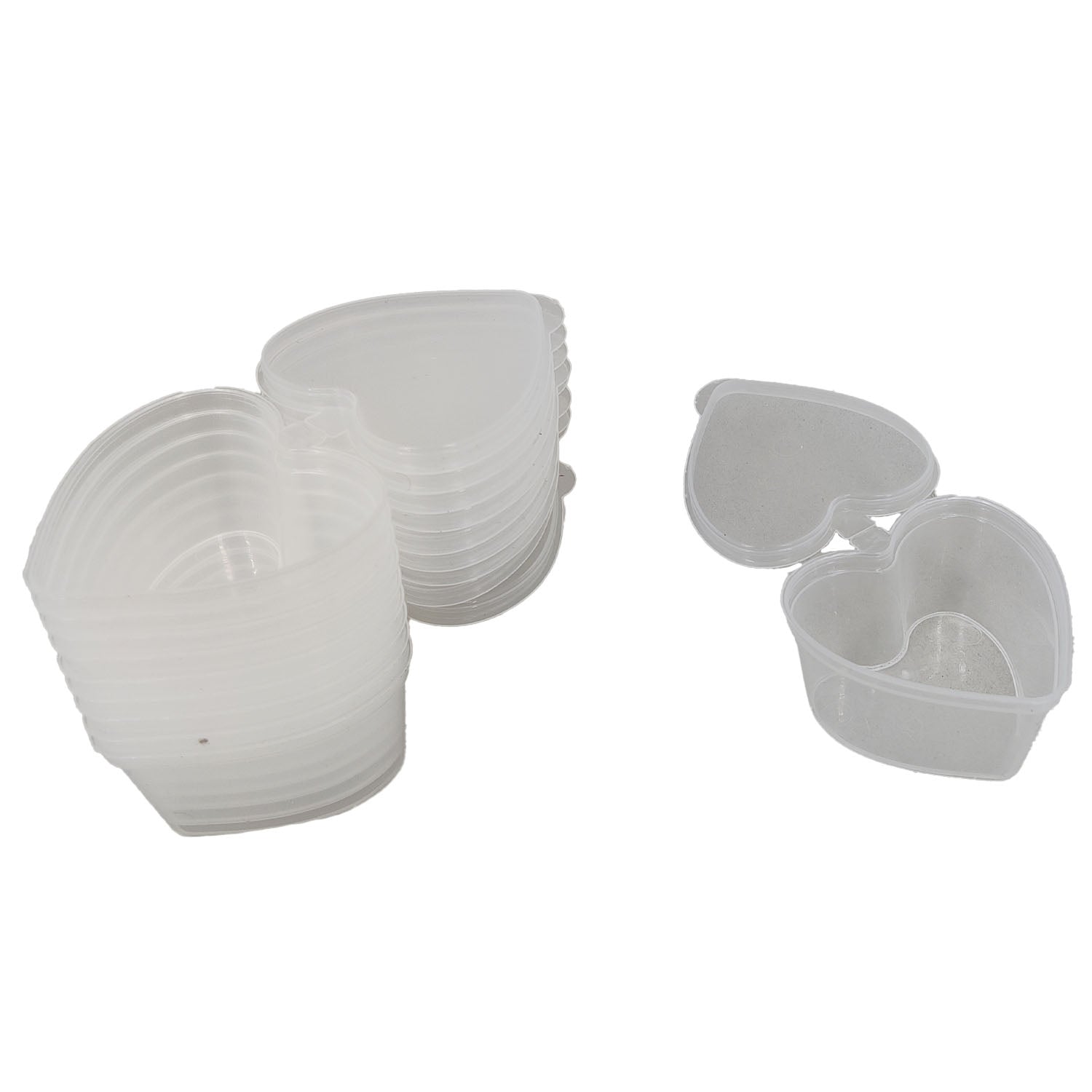 Small Polypropylene PP Plastic Containers (Pack of 10, Capacity 45 ML) 5.5x4.5x3 CM Heart With Lid For Ketchup Sauce Jam Cream Gifts Storage