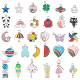 Mini Metal Alloy  Enamel Charms (30 Pieces) 12 to 30 MM Pendants Mixed Shapes Colors For Jewellery Making Decoration Crafts [jefs-pndt-gnrl-00002-m5]