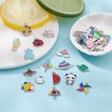 Mini Metal Alloy  Enamel Charms (30 Pieces) 12 to 30 MM Pendants Mixed Shapes Colors For Jewellery Making Decoration Crafts [jefs-pndt-gnrl-00002-m5]