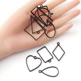 Metal Alloy Pendant Bezel Blanks (10 Pieces) 3 to 4.5 CM Range Mixed Shapes Bases Black For Resin Jewellery Making DIY Crafts [jefs-pndt-gnrl-00003-combo2]