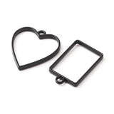 Metal Alloy Pendant Bezel Blanks (10 Pieces) 3 to 4.5 CM Range Mixed Shapes Bases Black For Resin Jewellery Making DIY Crafts [jefs-pndt-gnrl-00003-combo2]