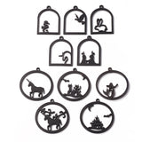 Acrylic Pendant Bezel Blanks (10 Pieces) 3 to 4.5 CM Range Mixed Animal Shapes Bases Black For Resin Jewellery Making DIY Crafts [jefs-pndt-gnrl-00003-combo4]