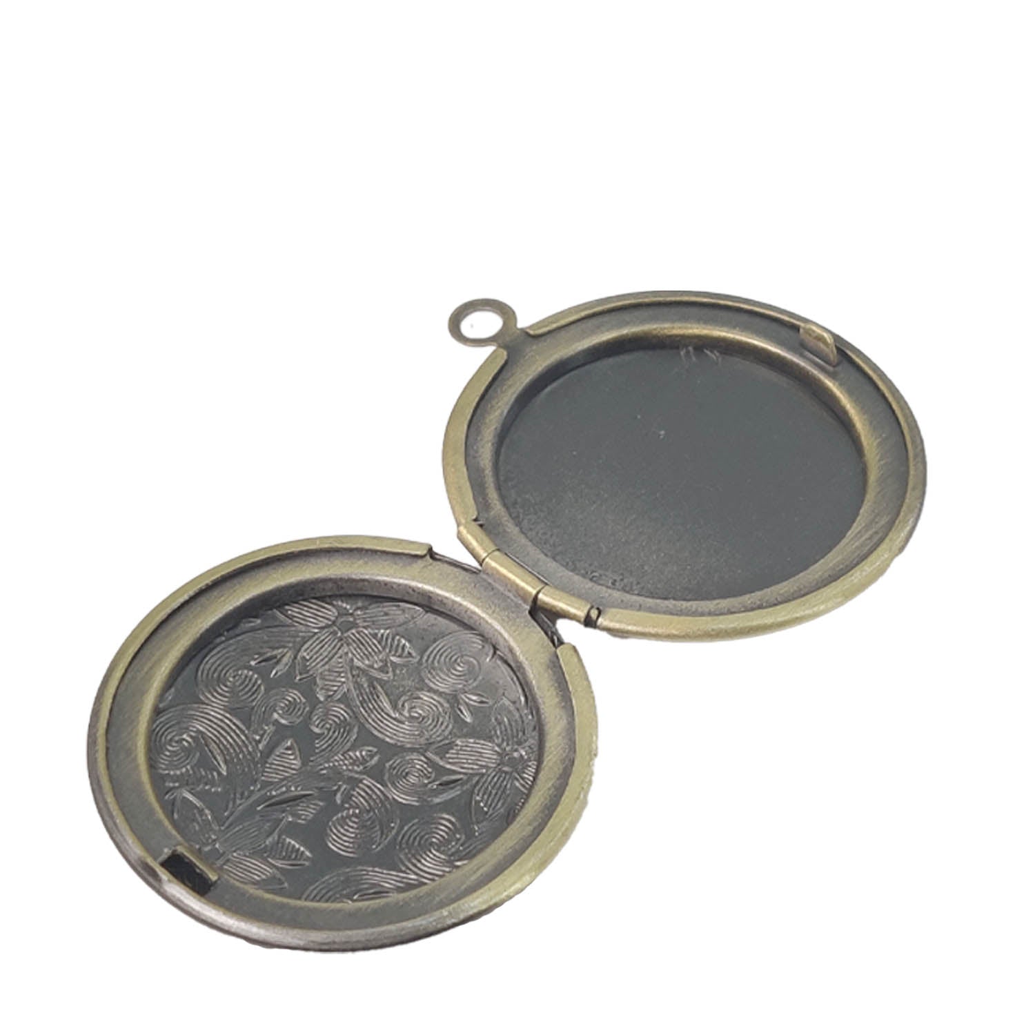 Brass Photo Locket Pendant (1 Piece) 25 MM With Inner Space 20 MM Antique Bronze Color Round Base Holder For Jewellery Making [jefs-pndt-gnrl-00004-m1]