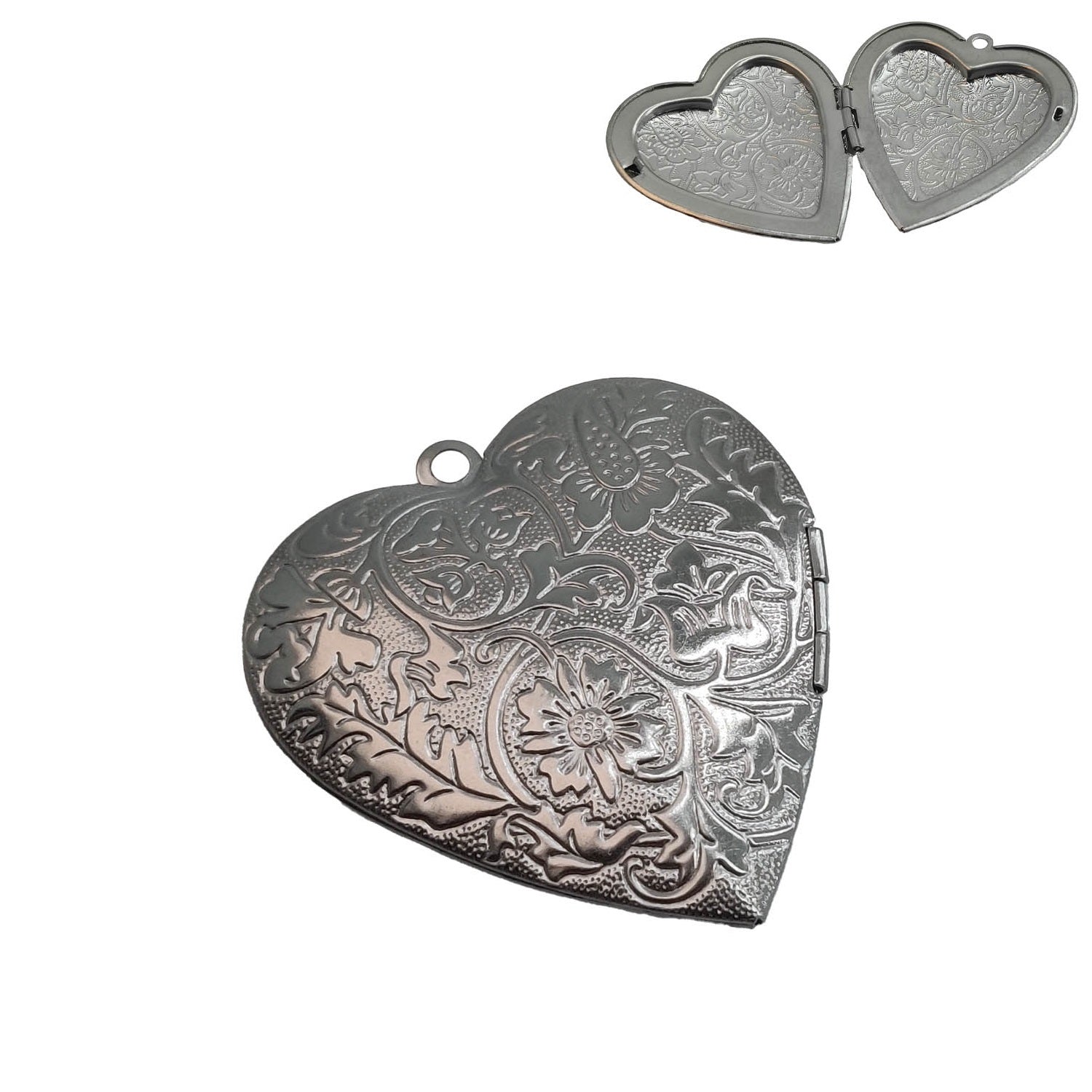 316 Surgical Stainless Steel (1 Piece) 40x38 MM With Inner Space 32x30 MM Tarnish Resistant Silver Color Heart Base Holder For Jewellery Making [jefs-pndt-gnrl-00005-m2]