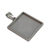 304 Stainless Steel Cabohon Pendant Base (1 Piece) 31x28 MM Inside 25x25 MM Tarnish Resistant Silver Color Square Base Holder For Jewellery Making [jefs-pndt-gnrl-00006-m2]