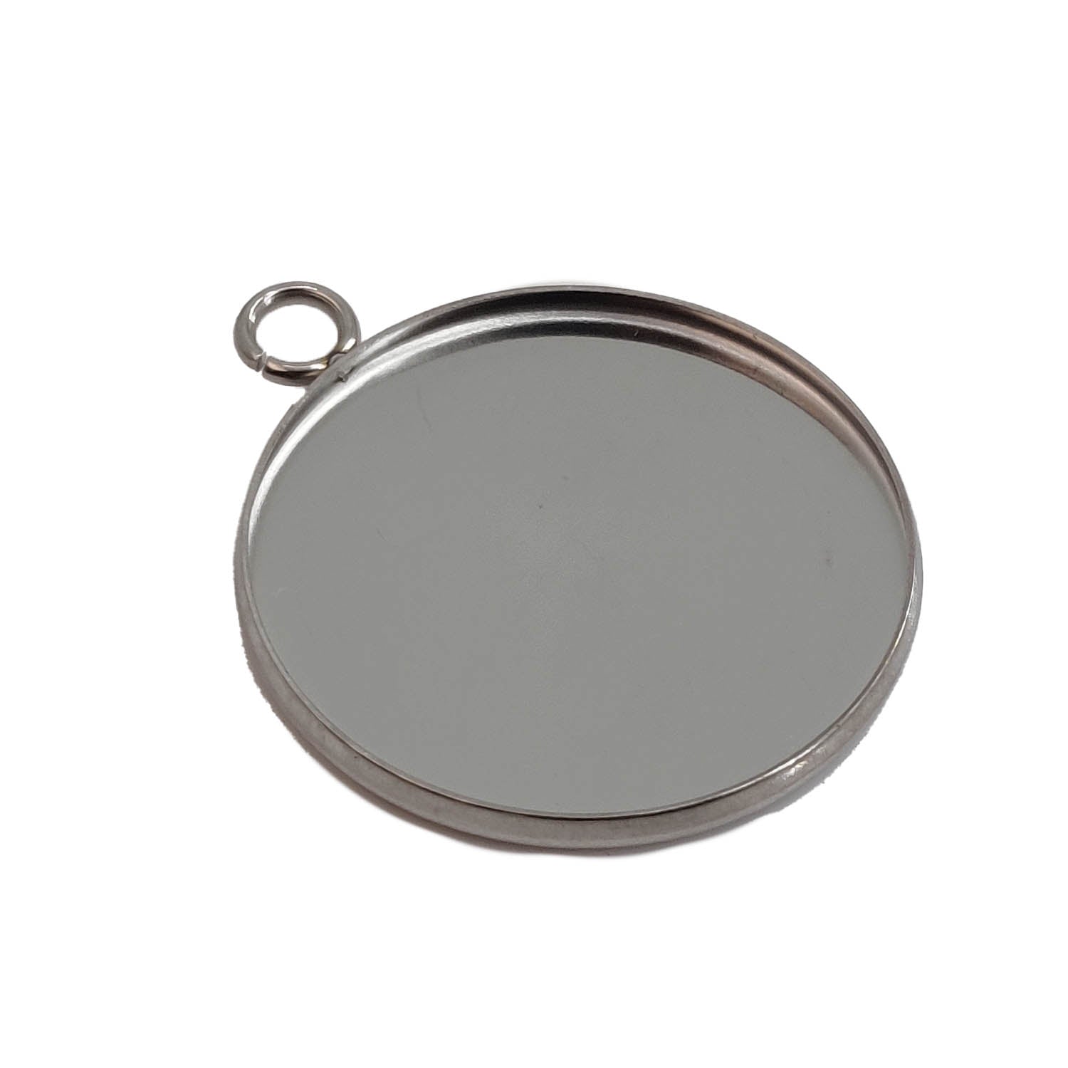 304 Stainless Steel Cabohon Pendant Base (2 Pieces) 30x27 MM Inside 25 MM Tarnish Resistant Silver Color Round Base Holder For Jewellery Making [jefs-pndt-gnrl-00006-m4]
