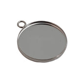 304 Stainless Steel Cabohon Pendant Base (2 Pieces) 30x27 MM Inside 25 MM Tarnish Resistant Silver Color Round Base Holder For Jewellery Making [jefs-pndt-gnrl-00006-m4]