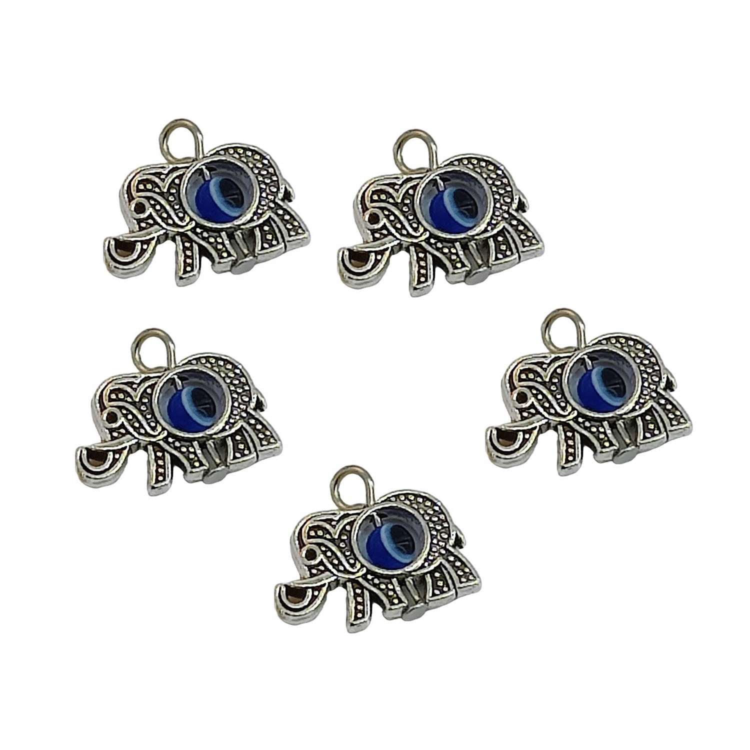 Mini Pendants Evil Eye Alloy Charms 21x14x4 MM (5 Mixed Shapes) Animal Bird Antique Silver Color For DIY Bracelets Jewellery Making