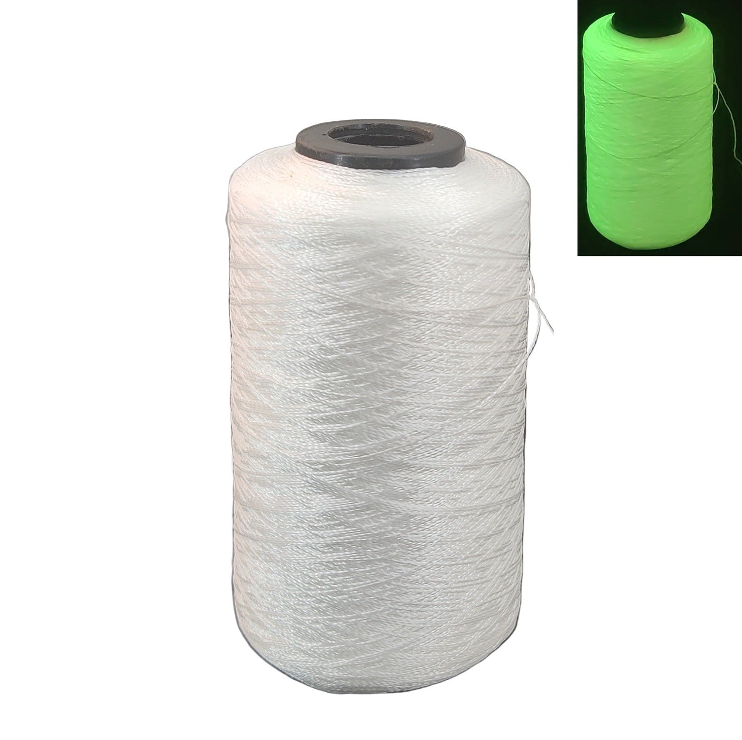 300x2-Denier Thick Glow In The Dark Luminous Twisted Thread (1 Roll x 100 Grams, 2100+ Mtrs) Polyester For Knitting, Embroidery, Garments, Doll Making [jefs-stringlace-00029-m1]