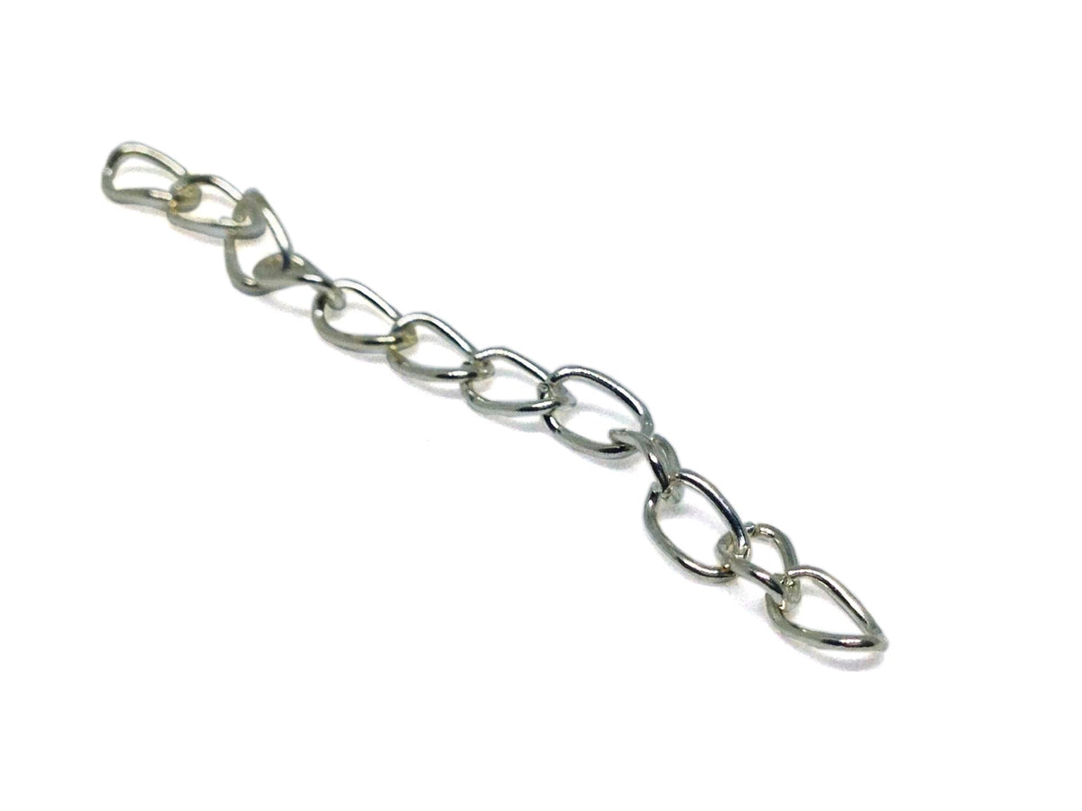 Jewellery Making Metal Iron Chain Extension 50x3mm Twist Silver Color (Pack of 20 pieces) [jefs-stringlace-00307-m6]