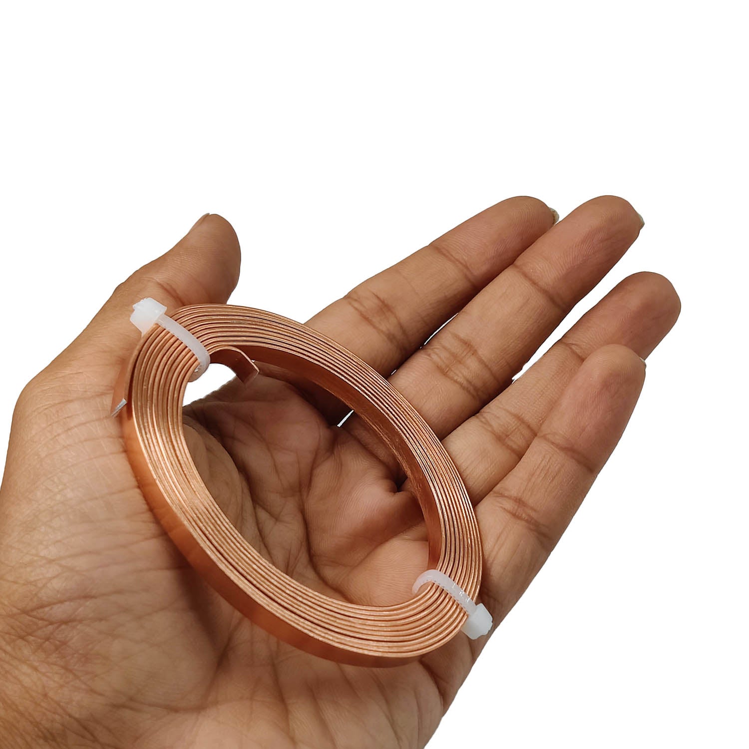 Textured Aluminium Wires 5x1 MM (1 Roll x 2 Meters) Bendable Bezel Strip Light Copper Color For Wrapped Jewellery Making DIY Crafts Arts