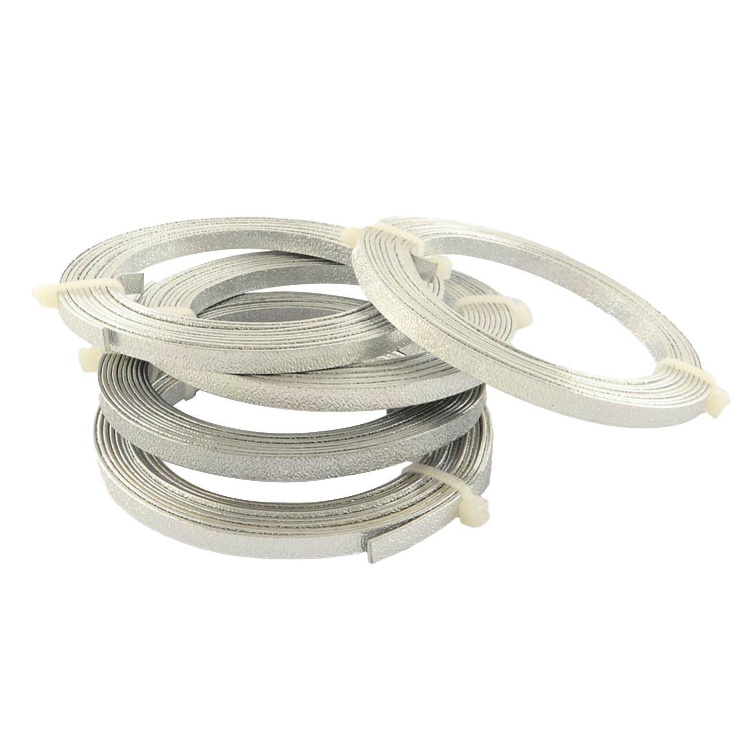 Textured Aluminium Wires 5x1 MM (1 Roll x 2 Meters) Bendable Bezel Strip Silver Color For DIY Crafts Wrapped Jewellery Making Arts