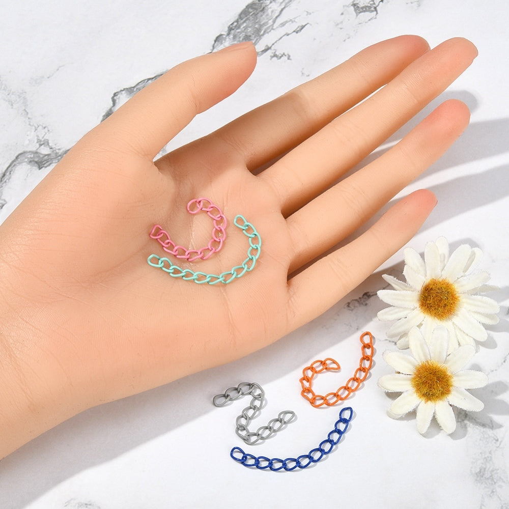 Colored Metal Iron Extension Chains 4 CM For Crafts Keychains Accessories Jewellery Making