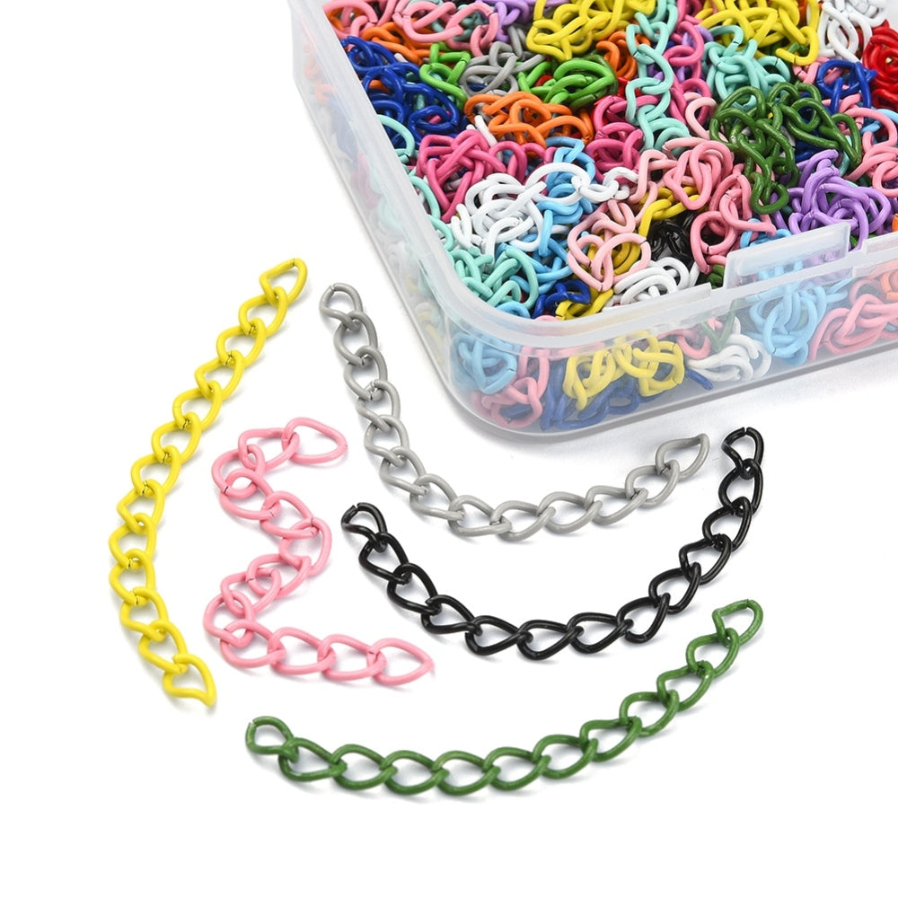 Colored Metal Iron Extension Chains 4 CM For Crafts Keychains Accessories Jewellery Making