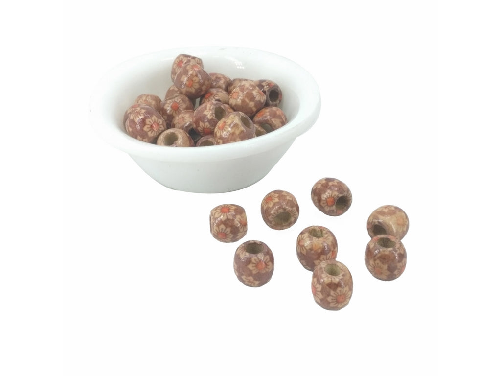 Wooden Beads Brown Drum  (#Ot89)
