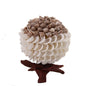 Handmade Sea Shell Crafts Ball With Stand For Decoration Aquarium Gift Memoir Round Brown & White 12 CM (1 Piece) [ac-artifctcrfts-00006-m3]