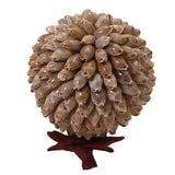 Handmade Sea Shell Crafts Ball With Stand For Decoration Aquarium Gift Memoir Round Grey 16 CM (1 Piece) [ac-artifctcrfts-00006-m6]