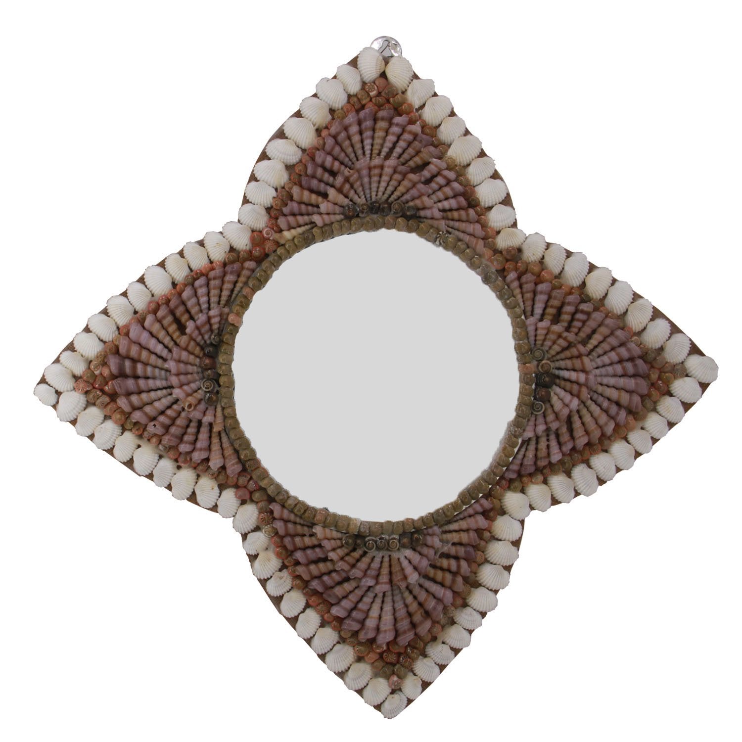 Handcrafted Sea Shell Crafts Wall Mirror Gifts Home Decoration Rhombus 41x40x2 CM (1 Piece) [ac-artifctcrfts-00031-m2]