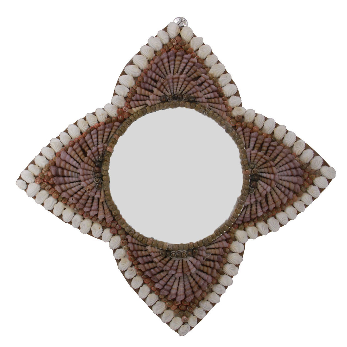 Handcrafted Sea Shell Crafts Wall Mirror Gifts Home Decoration Rhombus 41x40x2 CM (1 Piece) [ac-artifctcrfts-00031-m2]