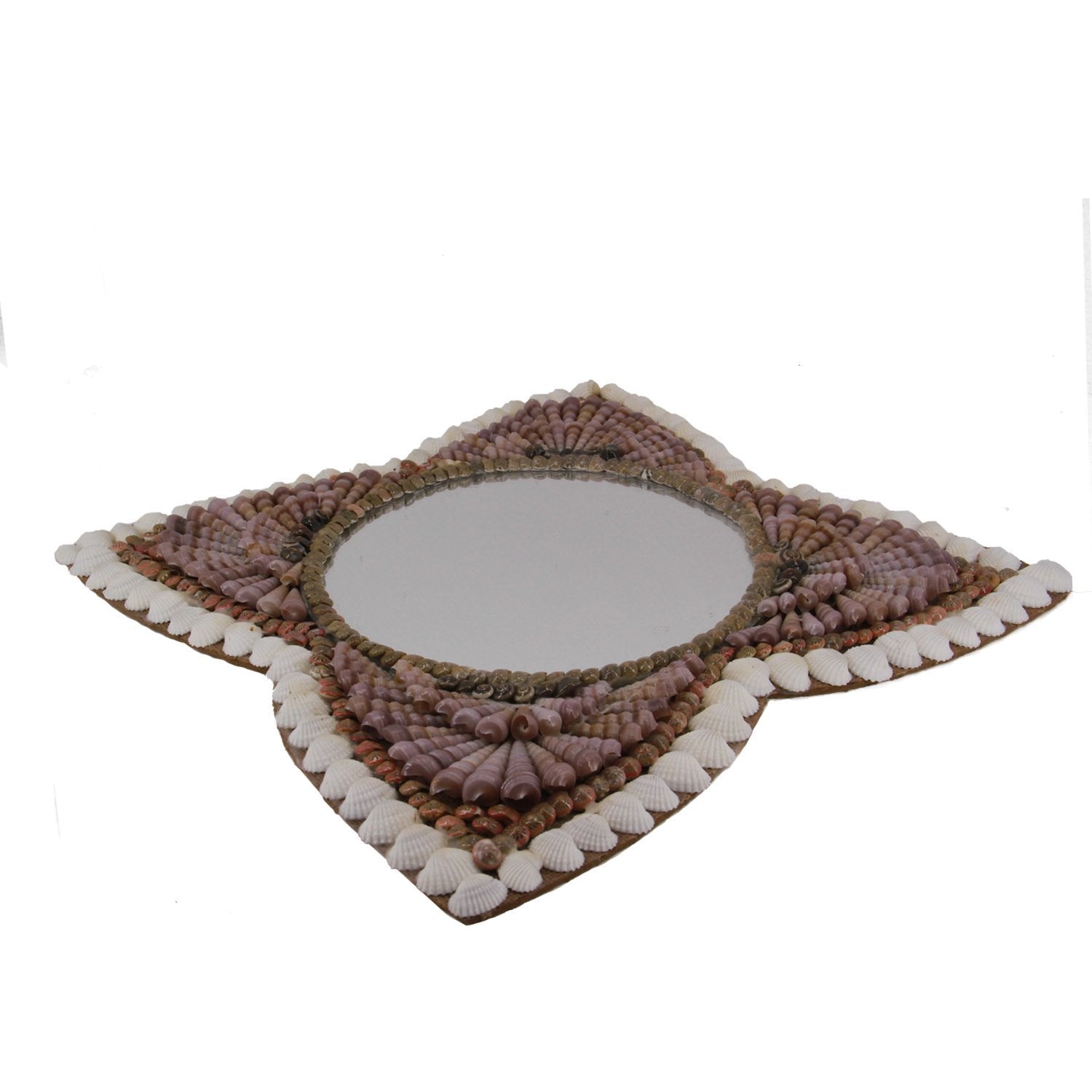 Handcrafted Sea Shell Crafts Wall Mirror Gifts Home Decoration Rhombus 41x40x2 CM (1 Piece) [ac-artifctcrfts-00031-m2]
