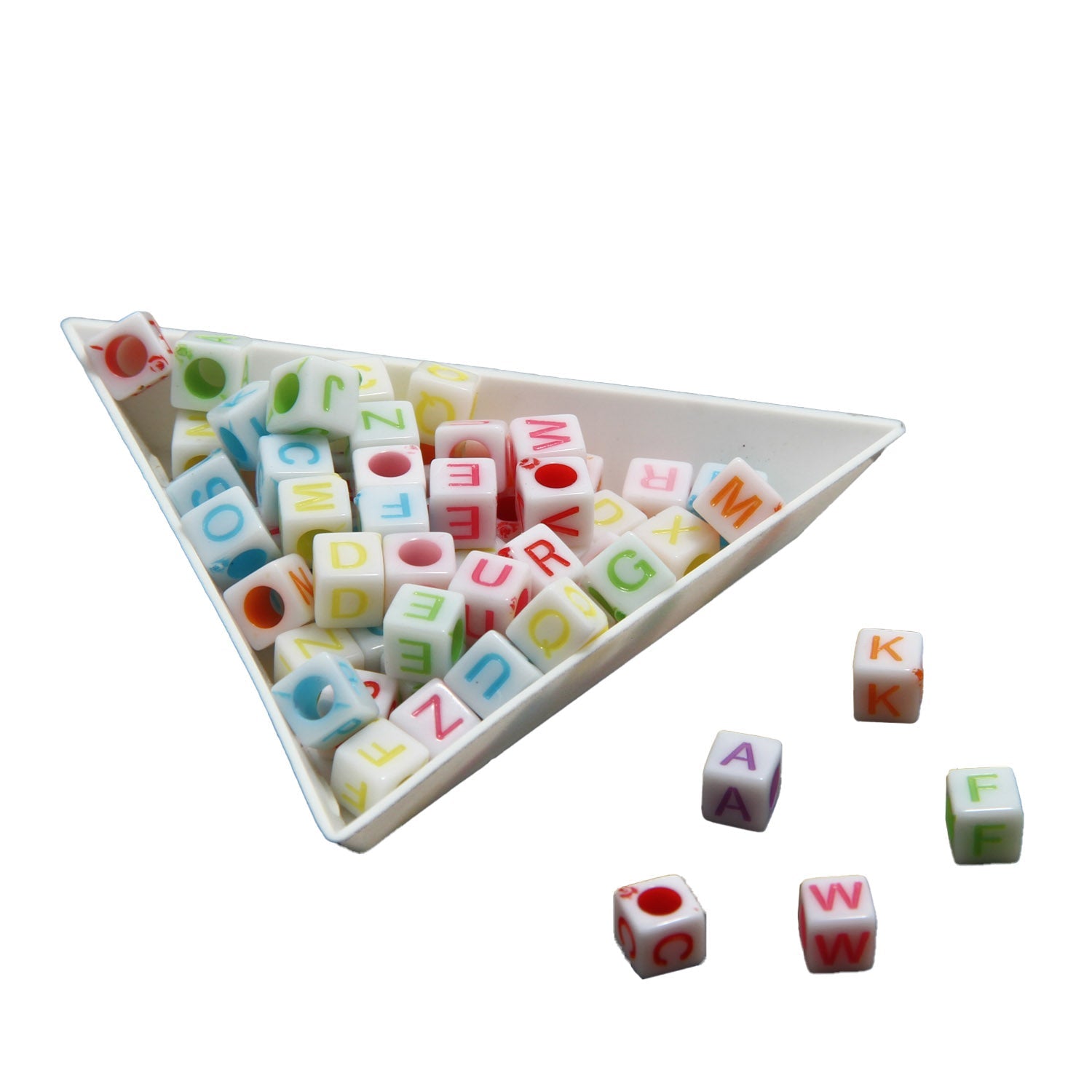 Plastic Beads 5mm Alphabets Letters Hole:3mm Cube For Jewellery Bracelet Making Crafts [ac-bds-00023]