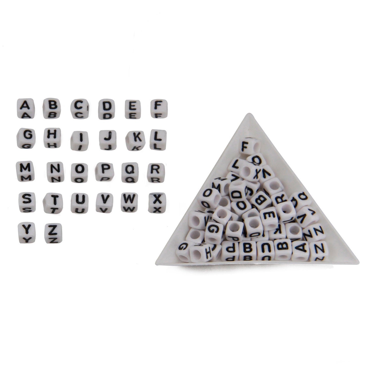 Plastic Beads Alphabets Letters 6mm Hole:3.2mm Cube White For Jewellery Bracelet Making Crafts [ac-bds-00029]